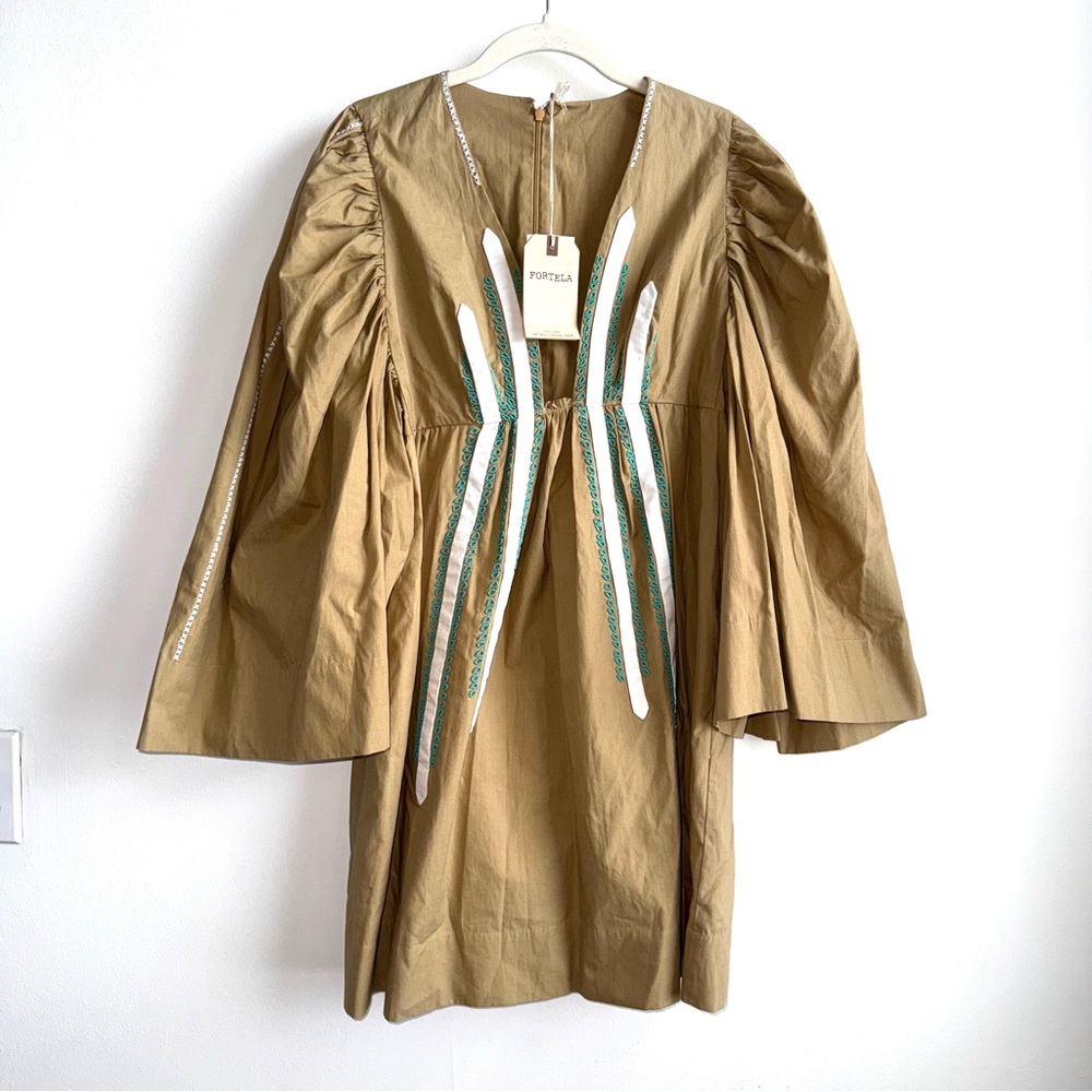 Fortela Arya Beaded Dress Cotton NWT Size 44 IT Medium Resort New